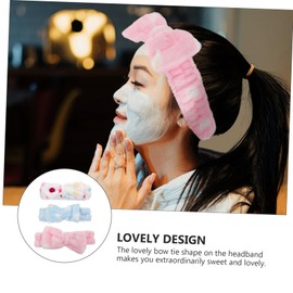 FOMIYES 3pcs Bowknot Makeup Headband Elastic Facial Headband for Washing Face Dot Bow Headband Material No Shedding Skin Friendly