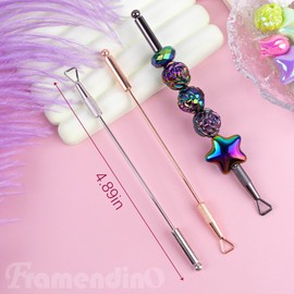 Framendino, 4 Pack Beaded Stainless Steel Gel Nail Polish Peeler Scraper Triangle Cuticle Tools for Home Salon 3 Colors