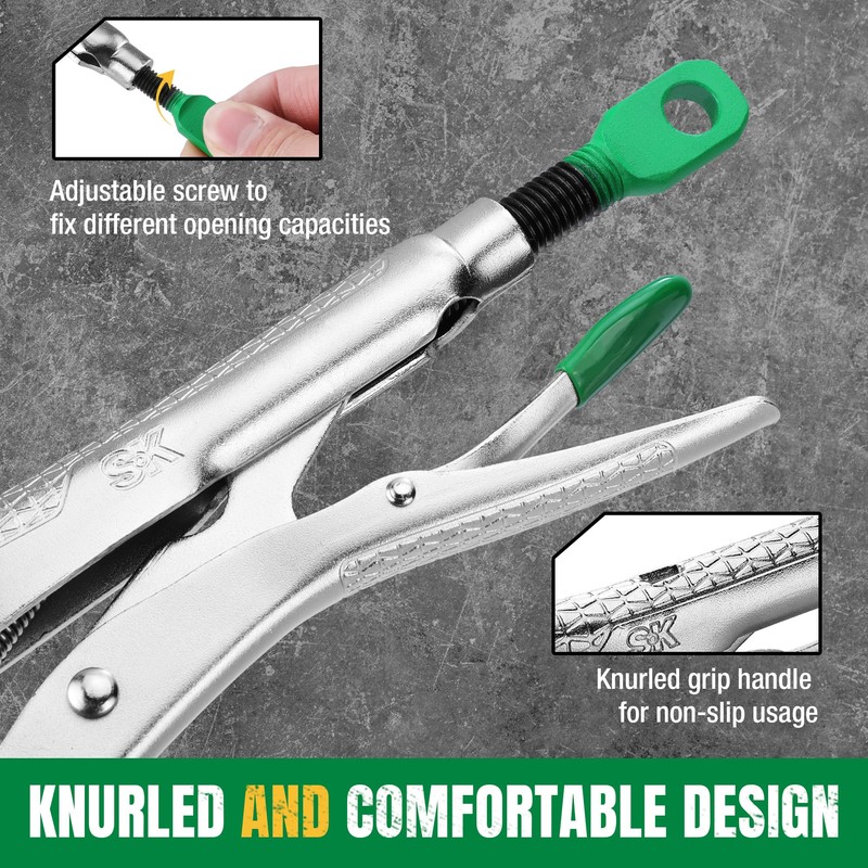SK 10" Curved Jaw locking Pliers, Premium CR-V Construction, Ergonomic