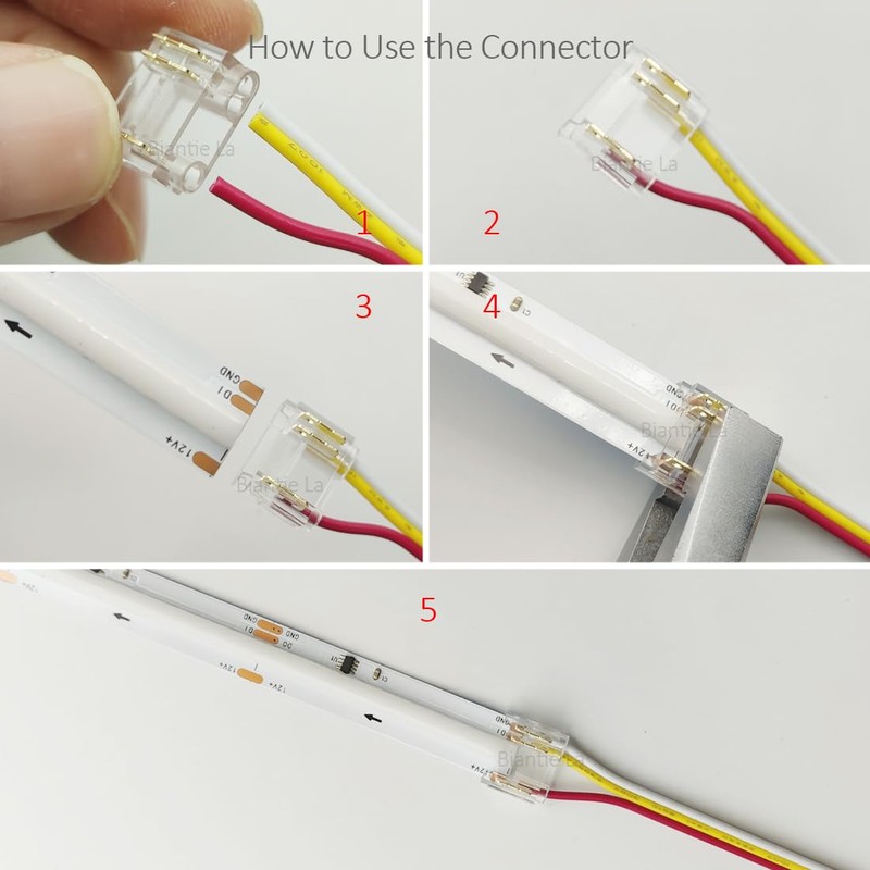 Biantie La 3-Pin 12mm COB LED Strip Connector Kit for