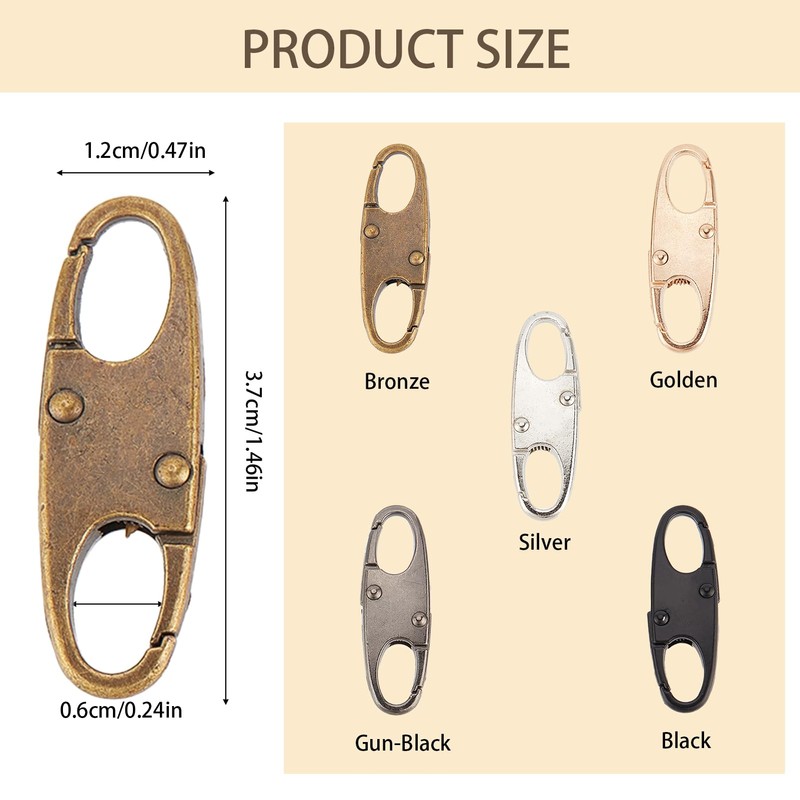 NICENEEDED 10 PCS Zipper Clip Theft Deterrent, Double Small Carabiner