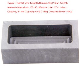 Graphite Ingot Mold, High Purity Refining Graphite, Melting Casting Mould for Gold Silver Aluminum Copper Brass Zinc Plumbum and Alloy Metals (4.92x2.36x1.57inch/2150gGold)