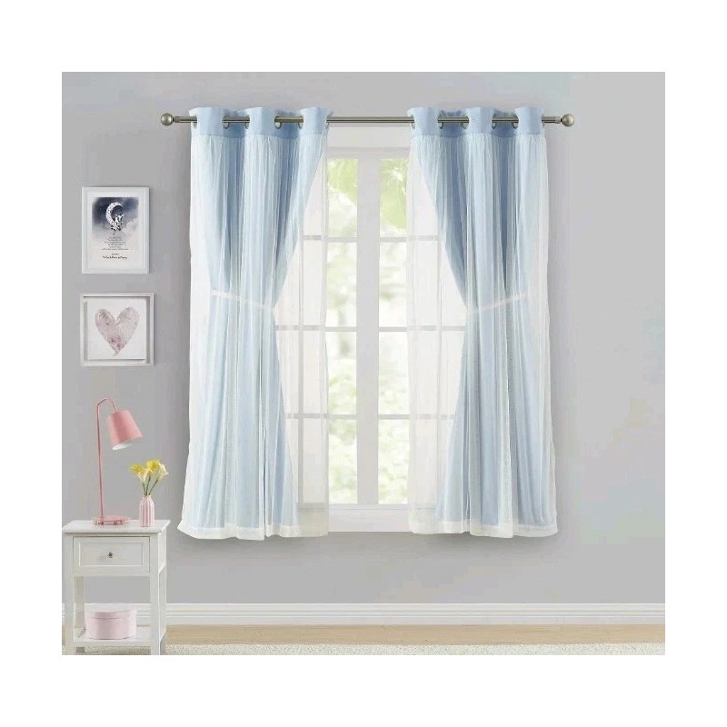 Your Zone Blackout Curtain Panel with Sheer Overlay, 1 Panel,