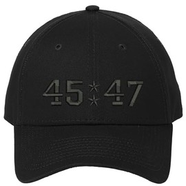 Trmp Only 45/47 Embroidered NewErra Brand One Size Fits All Structured Base Ball Hat (US, Alpha, One Size, Black/Black)