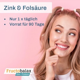 Fructobalax 90 Kapseln, Zink plus Folsäure fructosefrei. Nur 1 x täglich eine Kapsel.