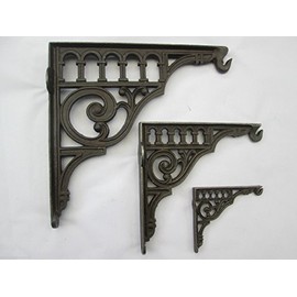 IRONMONGERY WORLD® Decorative Ornate Roman Antique Aged Iron CAST Iron Vintage Old Shelf Support Sink Cistern Lantern Hanging Basket Bracket (6" Small)