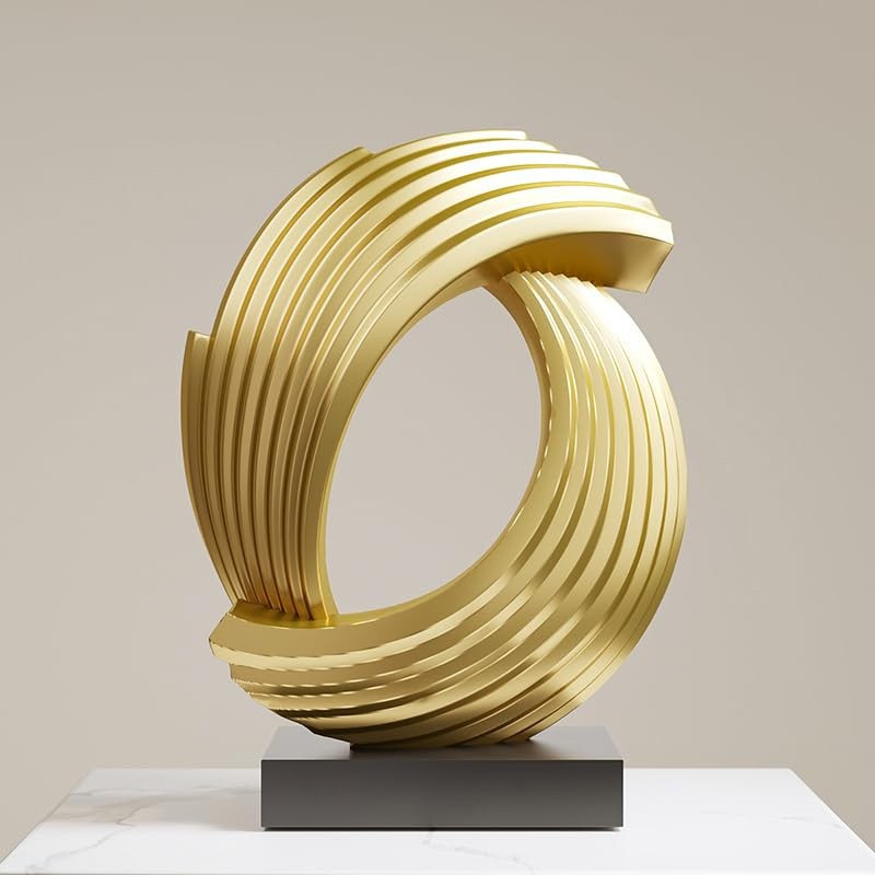 Estatua de Resina Dorada Abstracta y Moderna, Decoración del Hogar