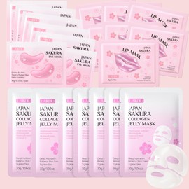 LAIKOU Masken Beauty Set, 21 Stück Gesichtspflege Set mit Gesichtsmaske, Lippenmaske, Augenmasken, Gesichtsmasken Set Teenager Mädchen, für Jeden Hauttyp Feuchtigkeit Nährend (Collagen)