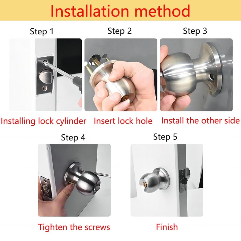 Qrity Stainless Steel Entracne Passage Door Handle Lock Knobs Lockset