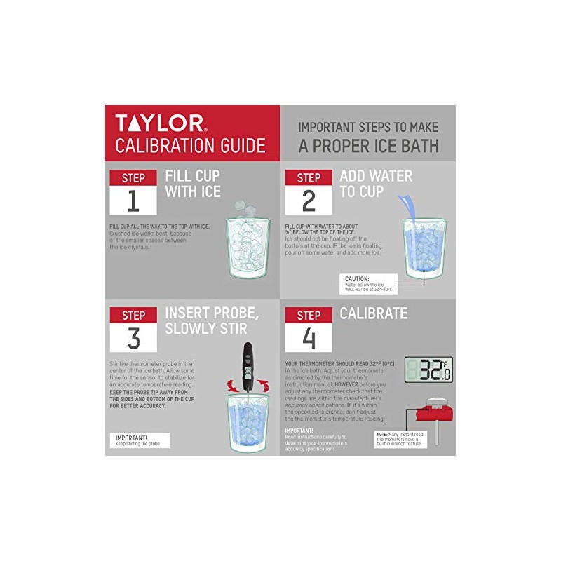 Taylor Termómetro Digital Compacto Impermeable, LCD Retroiluminado Ámbar, HOLD