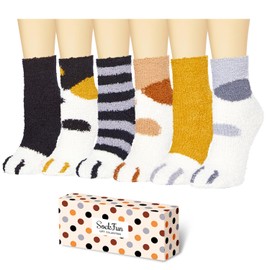 Fuzzy Socks for Women Girls - Fluffy Socks Warm for Winter, Indoors Fleece Cozy Animal Socks Teens 6 Pairs
