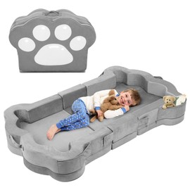 whiffee Foldable Portable Toddler Travel Bed,Toddler Floor Bed with Washable Cover for Kids,Soft and Safe (Grey)