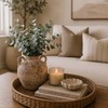 Ceramic Flower Vase with Vintage Handles，Farmhouse Rustic, 6-inch vase