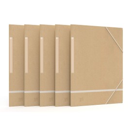 Oxford 5 x A4 Elasticated Folders Recycled Card Envelope - Beige