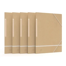 Oxford 5 x A4 Elasticated Folders Recycled Card Envelope - Beige