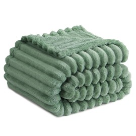 RUIKASI Cuddly Fluffy Blanket Green - Fleece Blanket 130 x 150 cm as Sofa Blanket Couch Blanket Soft Cuddly Cord Blanket Sofa Couch Blanket Throw Thick Plush Blanket Warm