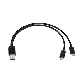 CERRXIAN 8 Inch USB 2.0 Type A Male to Dual Micro USB Male Splitter Y Data Supply Power Connector Adapter Cable (Black)