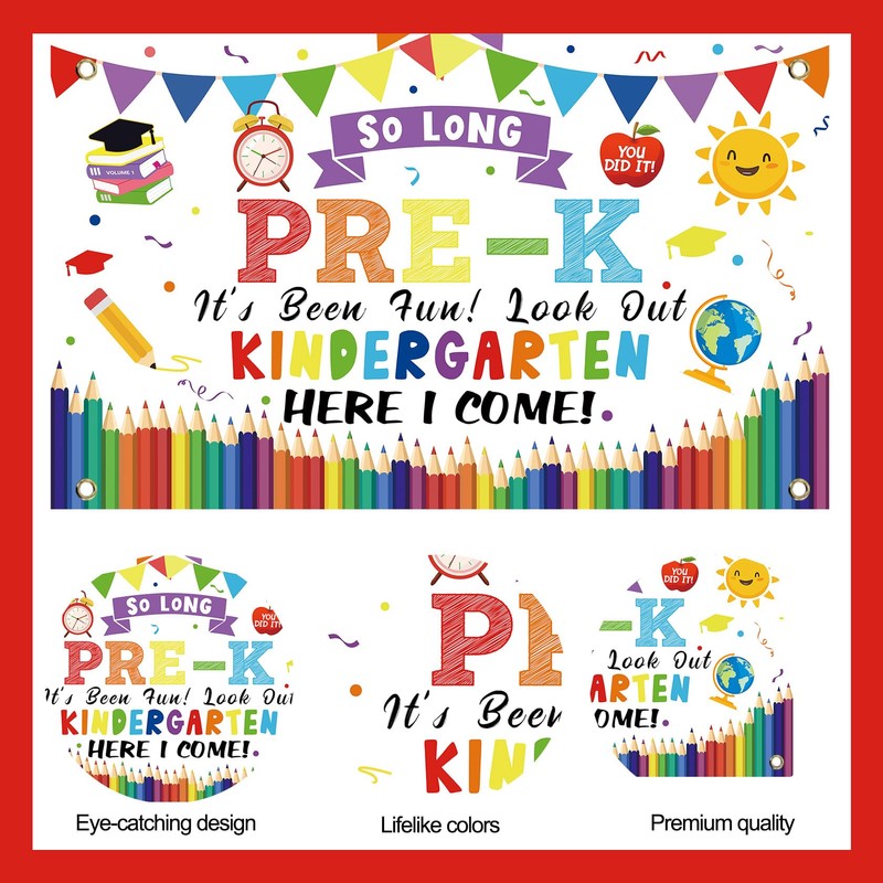 White Kindergarten Graduation Banner - Look Out Kindergarten Here I