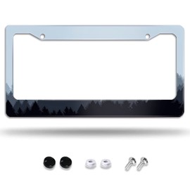ZTHLL Misty Forest License Plate Frame,Decorative Car Aluminum Decor Car Tag Frames for Men/Women with Screw Caps Car Accessories 2 Holes US Canada Standard 12"X6"