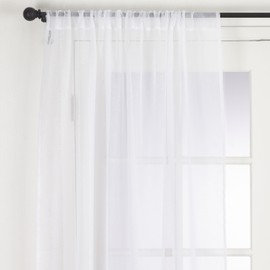 SARO LIFESTYLE Zephyr Collection Rod Pocket Sheer Window Curtain Panel, 54" x 84", White