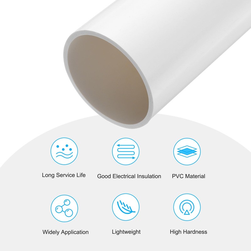 MECCANIXITY 4 Inch PVC Rigid Tube Round Pipe Tubing Hardware