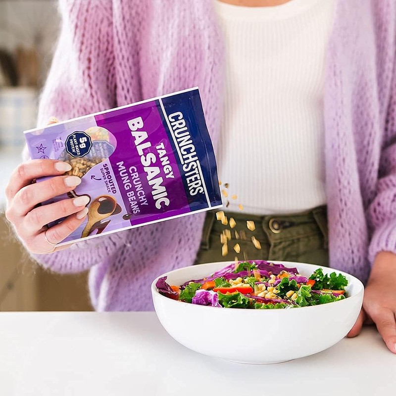 Crunchsters Crunchy Mung Beans Snack, Tangy Balsamic, 4oz. Bags, 6-Pack