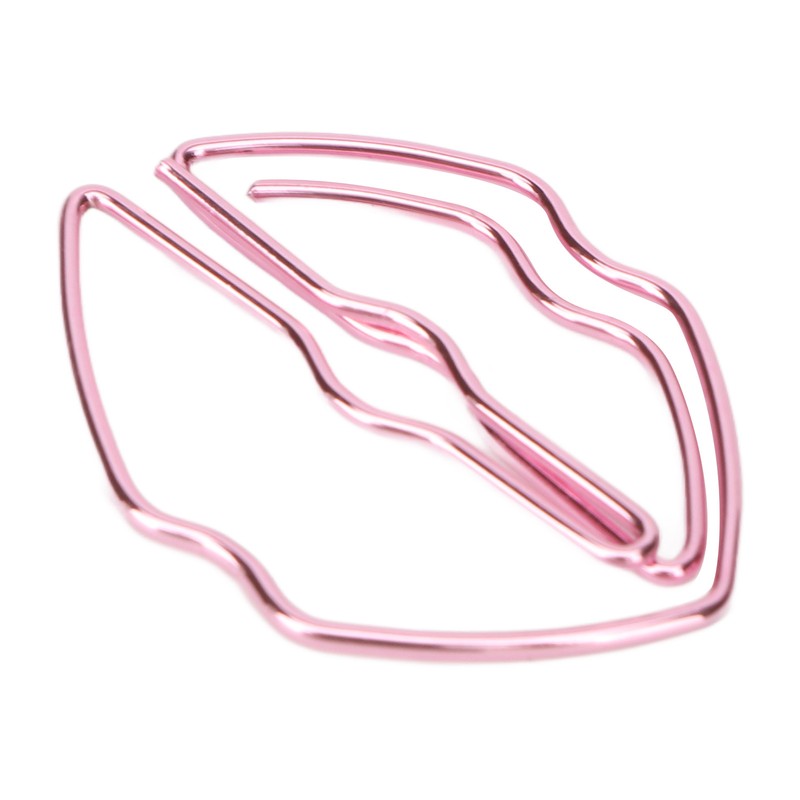 100pcs Paper Clips Portable Purple Lip Shape Rustproof Electroplated Metal