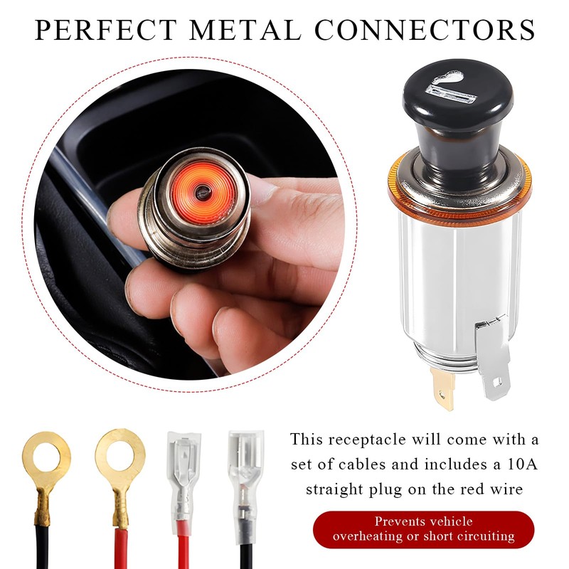 Yourkar - Encendedor de cigarrillos para coche, DC 12 V,