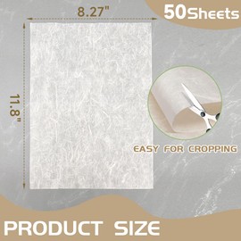 50 Sheets A4 Mulberry Papers Sheets: Natural Fiber Rice Papers Decoupage Tissue Paper for Writing Painting DIY Crafts