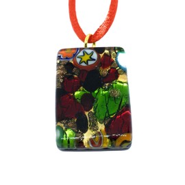 Glass Pendant, Murano Glass Pendant, Handmade Glass Pendant, Millefiori Pendant, Gold Leaf, Murano Glass Jewellery, Glass from Venice, Venetian Glass, 3cm x 2cm (Camilla)