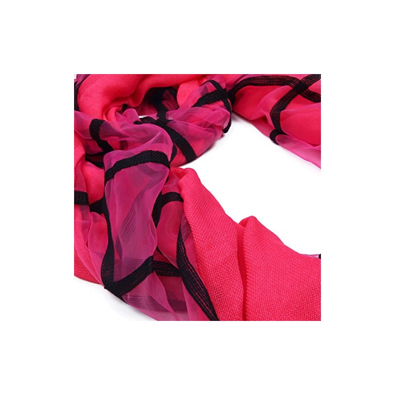 Premium 2-Layer Viscose Plaid Scarf, Hot Pink