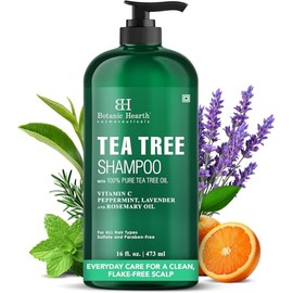 Botanic Hearth- Champú de árbol de té, vitamina C, aceite de menta, lavanda y romero, combate la caspa y el cuero cabelludo seco, 1