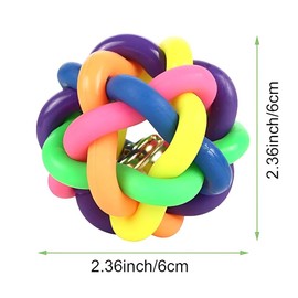 FUNNTY 4 Pcs Bird Toy Rubber Bell Ball,Parrot Toys Colorful Bell for Parrots Grinding Teeth Chewing, Colorful Woven Bells Toy Balls Beak Jingle Myna Budgerigar