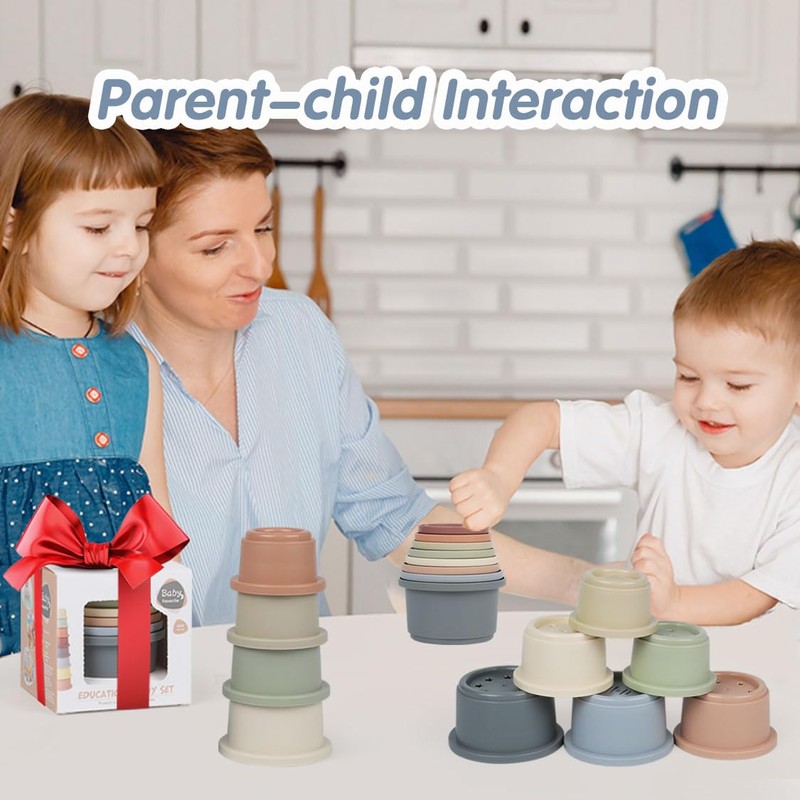 Stacking Cups Baby Toy 6-12 Months, Toddler Nesting Playset for