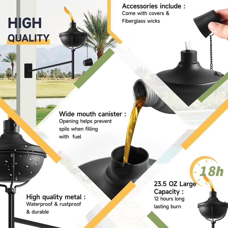 ZSZMFH 6 Pcs Wall Mounted Citronella Torches, 23.5 oz Garden