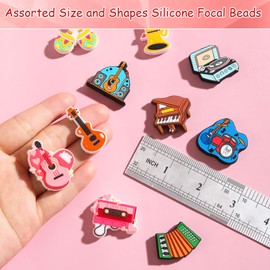 Ebristar Silicone Focal Beads, 10 Pcs Cute Music Theme Focal Beads for Pens Characters, Silicone Charm Beads Accessory Kit for Beaded Pens, Keychain Making & DIY Handmade Crafts