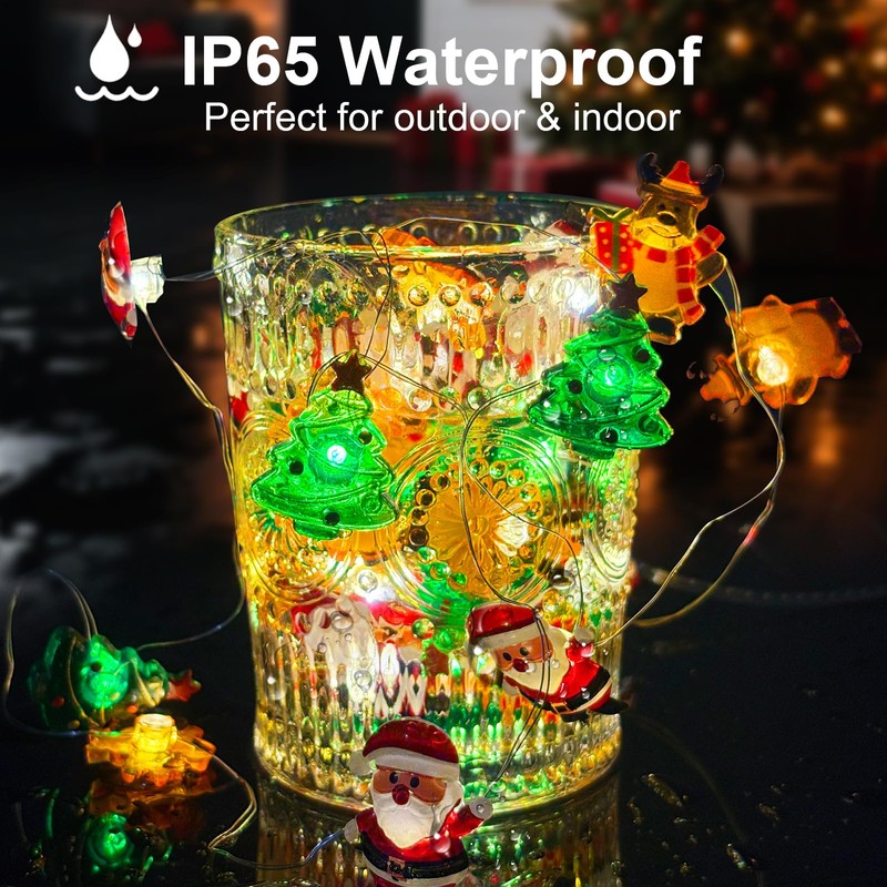 Aogist Christmas String Lights, 16ft 50 LED Battery Powered Reindeer