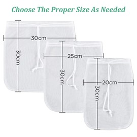 Yoassi 3 x Nut Milk Bags - Fine Mesh & Reusable Straining Cloth Filter Cloth Perfect for Vegan Nut Milk Almond Milk Hazelnut Milk and Juicing, Coffee etc - Nylon Material Filter Bag