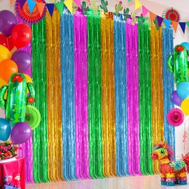 KatchOn, XtraLarge Multicolor Fringe Backdrop - Pack of 3 | Foil Fringe Curtain for Hawaiian, Luau, Fiesta, Tropical Party Decorations | Streamers Party Decorations for Birthday, Wedding, Baby Shower