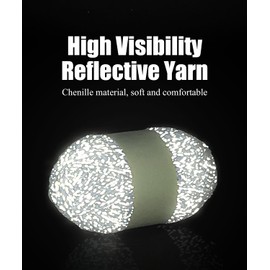 Bulingbuling Reflective Yarn, 100g Chenille Yarn, 2 Fine (Sport) Crochet Yarn for Crocheting, Knitting, DIY Art, Scarves, Hats, Socks, Masks, Decoration and Crafts, 1 Pack of 175 yds, Grey