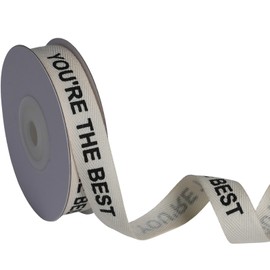 YKW You're The Best Cotton Ribbon, 5/8 Inch x 10 Yard Natural Twill Tape, Cream Herringbone Trim for Appreciation Gifts, Award Packaging & Thank You Presents