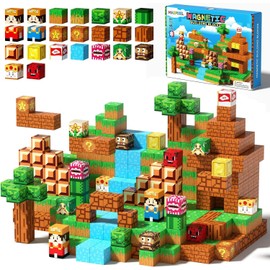 Magnetic Blocks Building Toys: Upgraded Adventure Magnetic Building Blocks Game Set for Kids Ages 3+, 48PCS Construction Toys STEM Sensory Educational Christmas Birthday Gifts