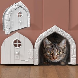 Fairy™ Door Interior Pet Door - Large Cat Door for Cats Up to 20 lbs, Durable & Versatile Indoor Kitty Door for Solid or Hollow Core, Stylish Cat Hole, Comfortable, Easy Install, with Tight Lock