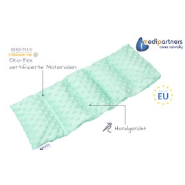 Minky Medi Partners Cherry Stone Cushion 60 x 20 cm 800 g 5 Chambers Grain Cushion Large Eco Natural Heat Cushion Cold Therapy Removable Cover (Mint)