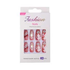 Generic BlingJellyfish Press On Nails Mediun Long Square Fake Nails With Designs Bling Glossy Rhinestone False Nails 24PCS For Party, Evens And Weding. (A13), Medium