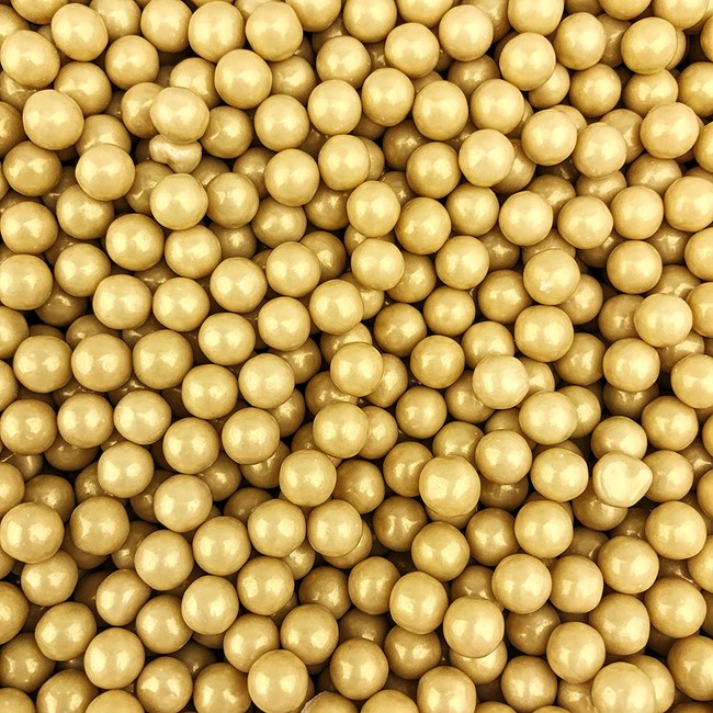 Gold Shimmer Candy Pearls - 2 Pound Bags - Includes How to Build a Candy Buffet Guide - Delicious Toppings on Desserts or Fillers for Candy Tables