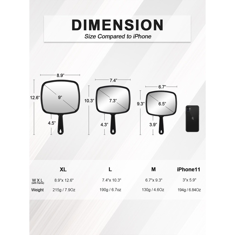 MIRRORNOVA Hand Mirror, Barber Hairdressing Handheld Mirror with Handle for