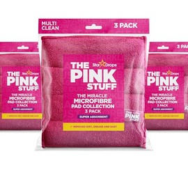 Stardrops The Pink Stuff Miracle Microfibre Pad Collection – Durable, Dual-Sided Scrubbing & Cleaning Pads for Tough Stains and Everyday Messes (9-Pack)