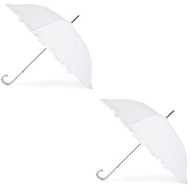 totes Women's Auto Open Ruffle Stick Umbrella 2 pack