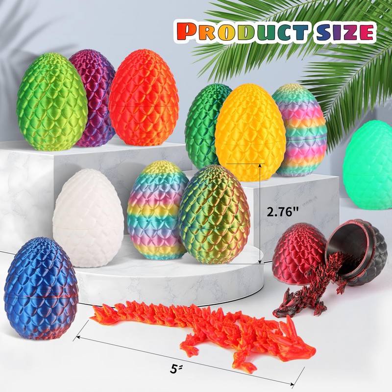 12PCS 3D Printed Dragon Eggs with Dragon Inside, Mini Dragon